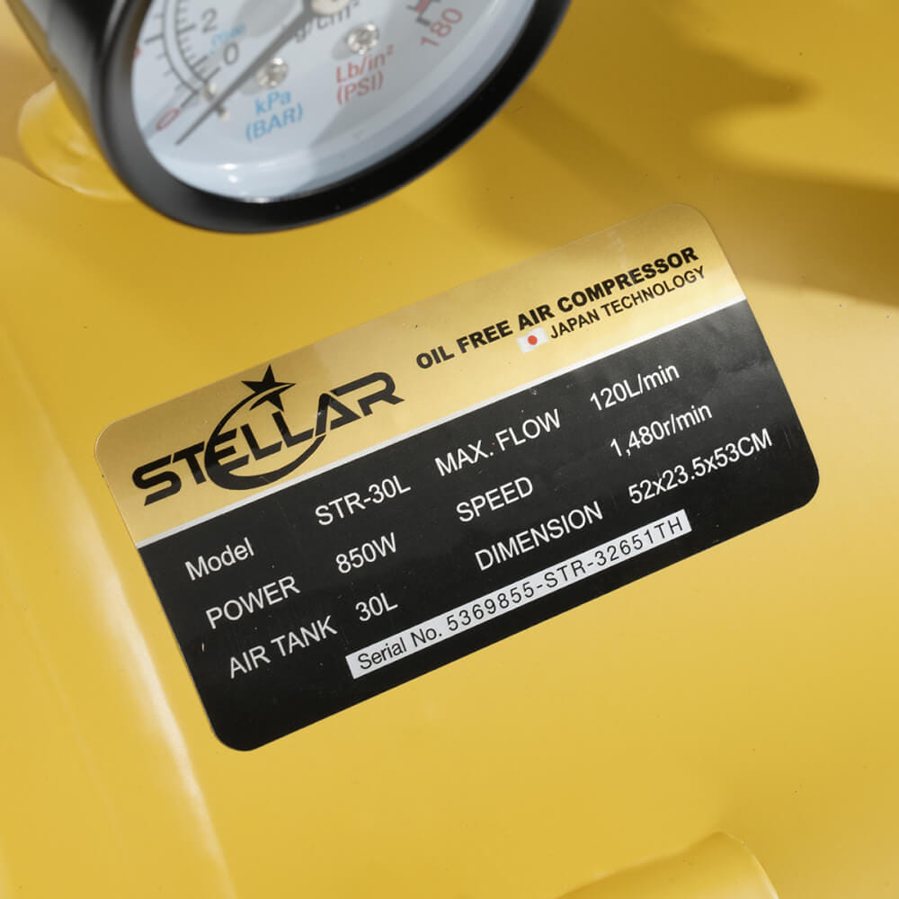 ปั๊มลม OIL FREE STELLAR รุ่น STR-30L 30 ลิตร 850 วัตต์